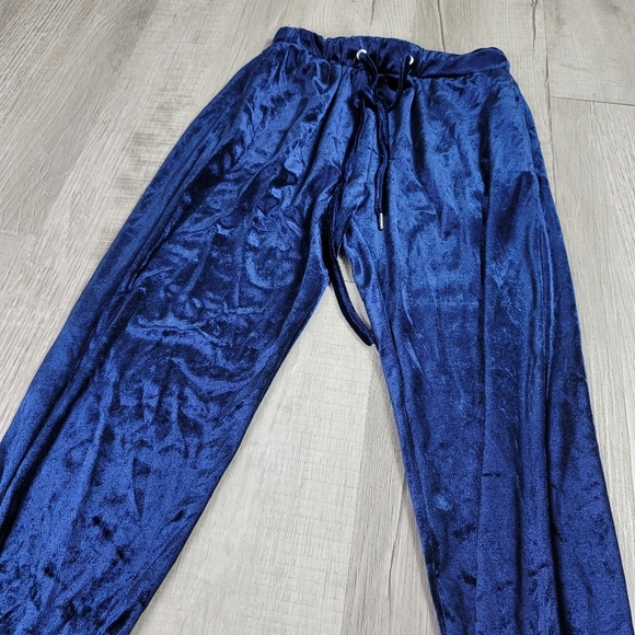 ZARA Blue Velour Velvet Jogger Pants - Picture 3 of 7